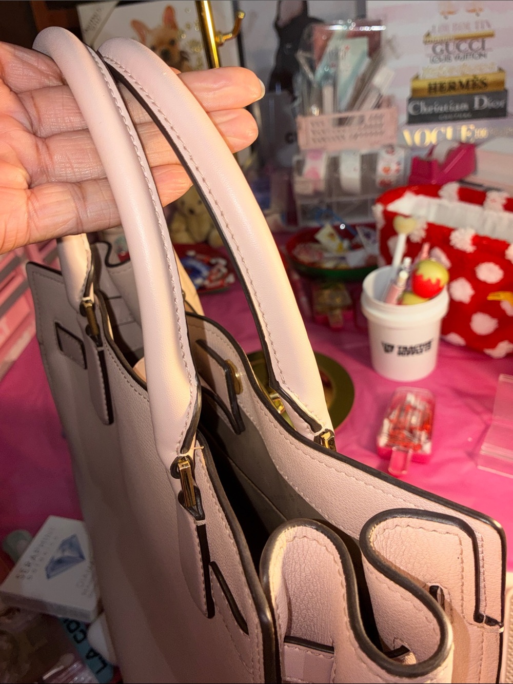 Michael Kors Soft Blush Structured Satchel with Gold Hardware-Bundle - Picture 9 of 16